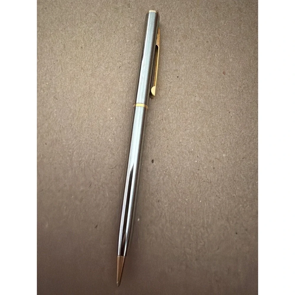 Anson Ballpoint Pen Silver Gold Two Tone Steel Vintage Writing‎ Tool Box Logo